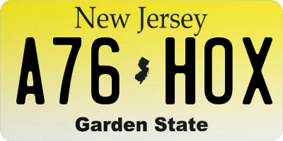 NJ license plate A76HOX