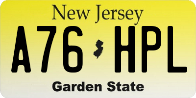 NJ license plate A76HPL