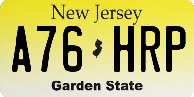 NJ license plate A76HRP