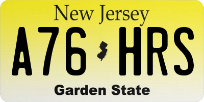 NJ license plate A76HRS