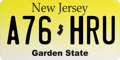 NJ license plate A76HRU