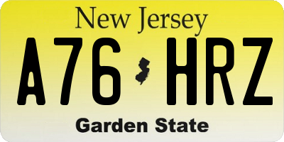 NJ license plate A76HRZ