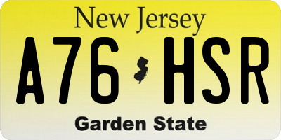 NJ license plate A76HSR