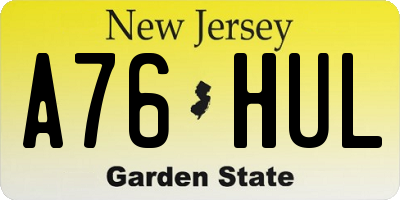 NJ license plate A76HUL