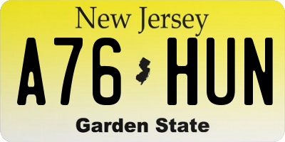 NJ license plate A76HUN