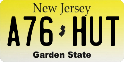 NJ license plate A76HUT