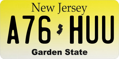 NJ license plate A76HUU