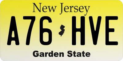 NJ license plate A76HVE