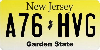 NJ license plate A76HVG
