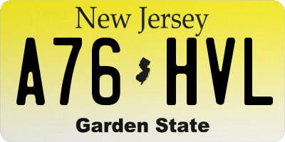 NJ license plate A76HVL