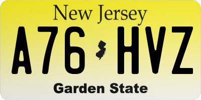 NJ license plate A76HVZ