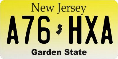 NJ license plate A76HXA