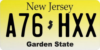 NJ license plate A76HXX