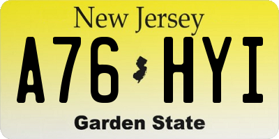 NJ license plate A76HYI