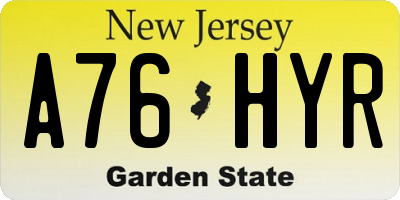 NJ license plate A76HYR