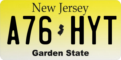NJ license plate A76HYT