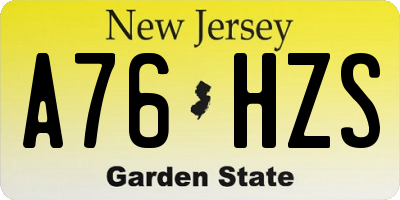 NJ license plate A76HZS