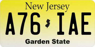 NJ license plate A76IAE