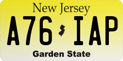 NJ license plate A76IAP