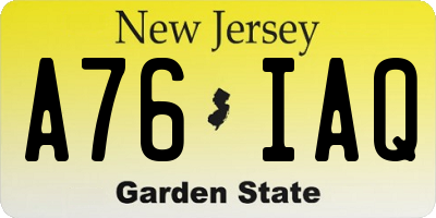 NJ license plate A76IAQ