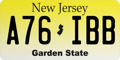 NJ license plate A76IBB