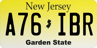 NJ license plate A76IBR