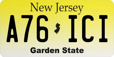NJ license plate A76ICI