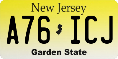 NJ license plate A76ICJ