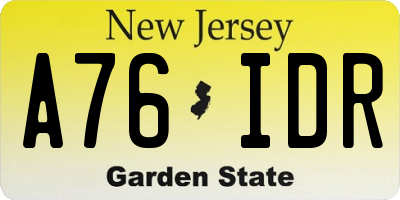 NJ license plate A76IDR