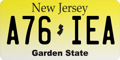 NJ license plate A76IEA