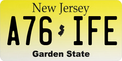 NJ license plate A76IFE