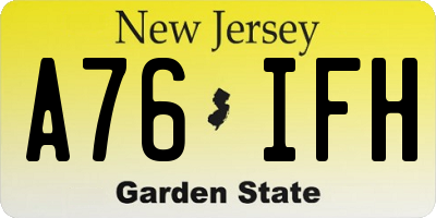 NJ license plate A76IFH