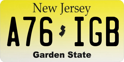 NJ license plate A76IGB