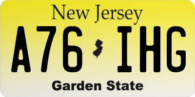 NJ license plate A76IHG