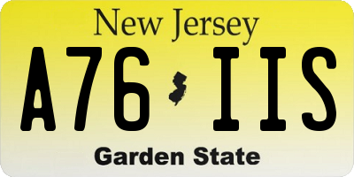 NJ license plate A76IIS