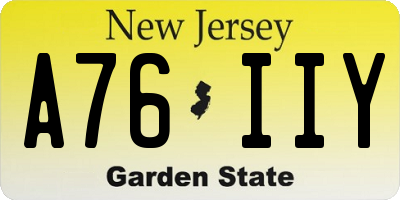 NJ license plate A76IIY
