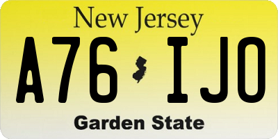 NJ license plate A76IJO