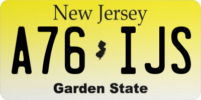 NJ license plate A76IJS