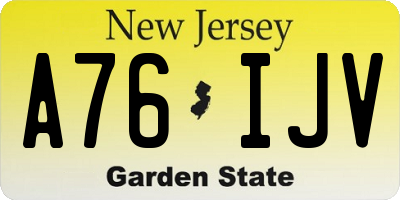 NJ license plate A76IJV
