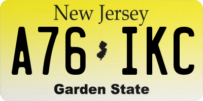 NJ license plate A76IKC