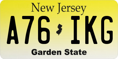 NJ license plate A76IKG