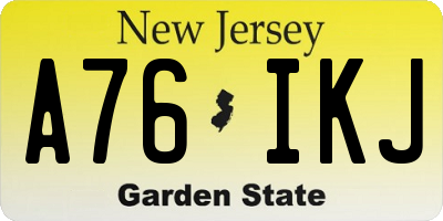 NJ license plate A76IKJ