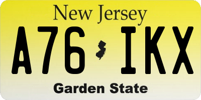 NJ license plate A76IKX