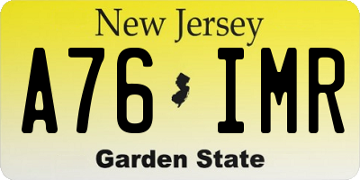 NJ license plate A76IMR