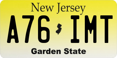 NJ license plate A76IMT