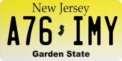 NJ license plate A76IMY