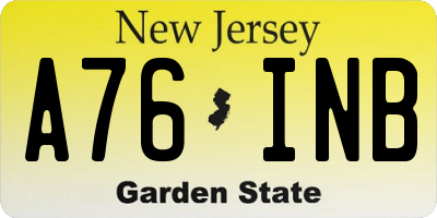 NJ license plate A76INB