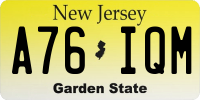 NJ license plate A76IQM