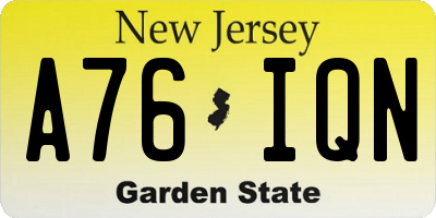 NJ license plate A76IQN
