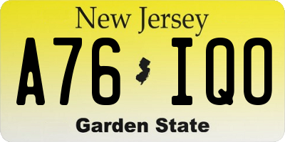 NJ license plate A76IQO